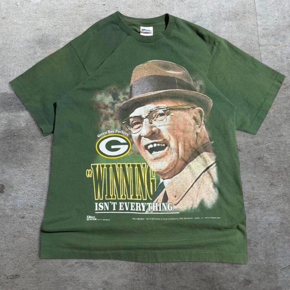 1996 NFL x Pro Player green bay packers tee vince lombardi